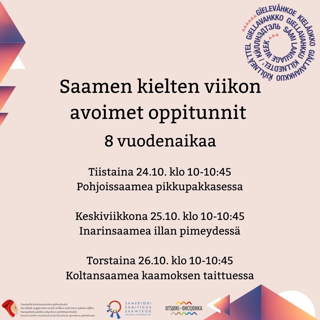 Pohjoissaamea pikkupakkasessa, inarinsaamea illan pimeydessä ja koltansaamea kaamoksen taittuessa – saamen kielten viikon avoimet oppitunnit tulevat jälleen!