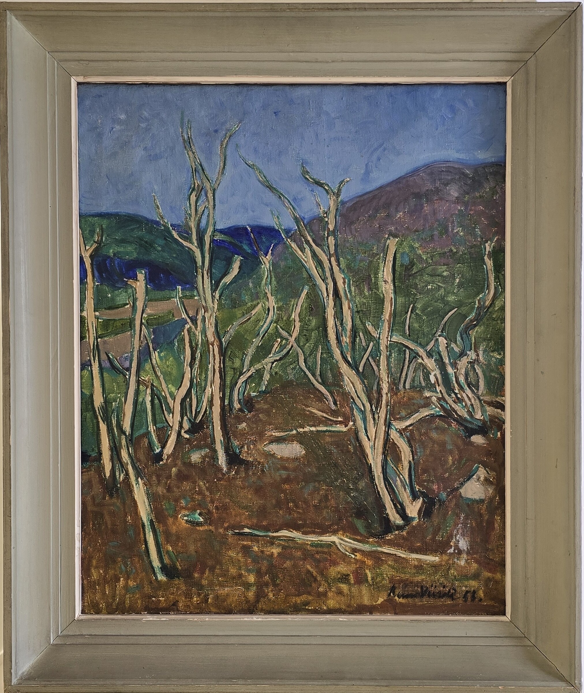 Maalaus tunturikoivikosta